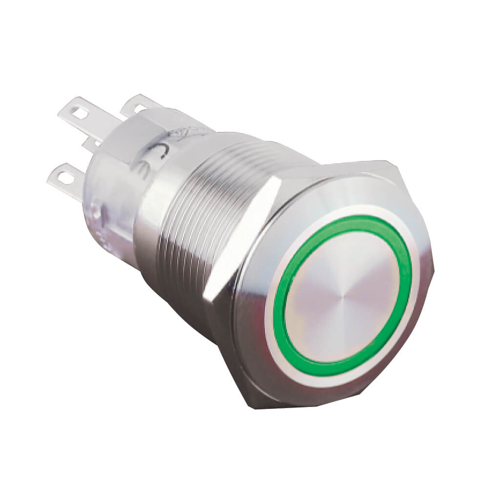 Bouton poussoir led verte diametre 19