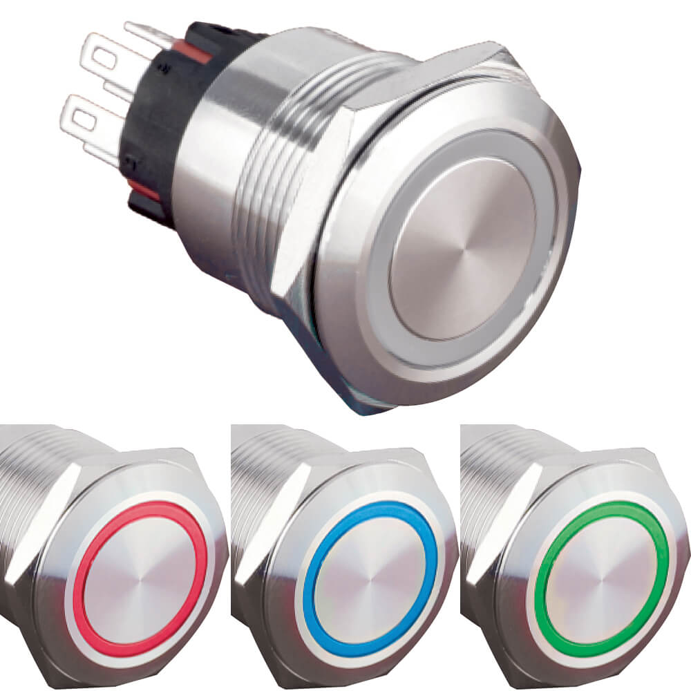 Bouton poussoir tri led diametre 22