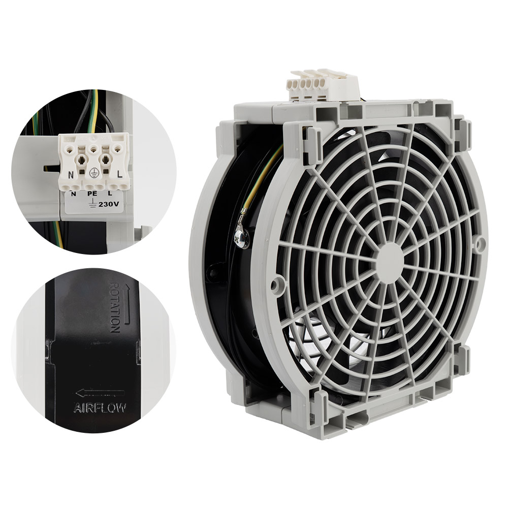 Détail ventilateur pour grille découpe 177x177mm