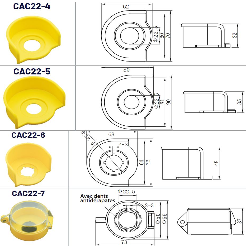 Accessoires pour arrêt d'urgence diametre 22