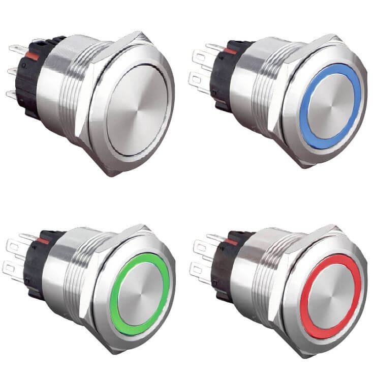 Poussoir inox diametre 22 lumineux