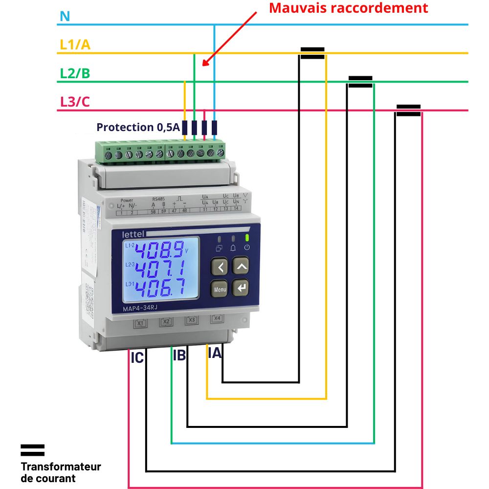 Schéma mauvais raccordement
